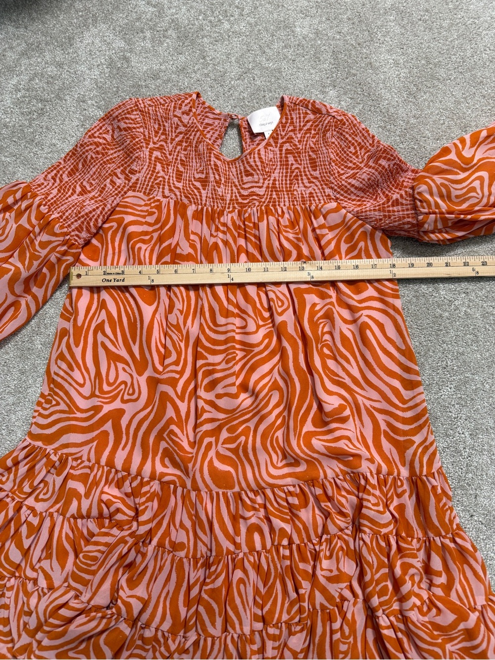 Cinq A Sept | Pink and Orange Zebra-Print Mini Dress | Smocked | size 4 - Picture 8 of 15